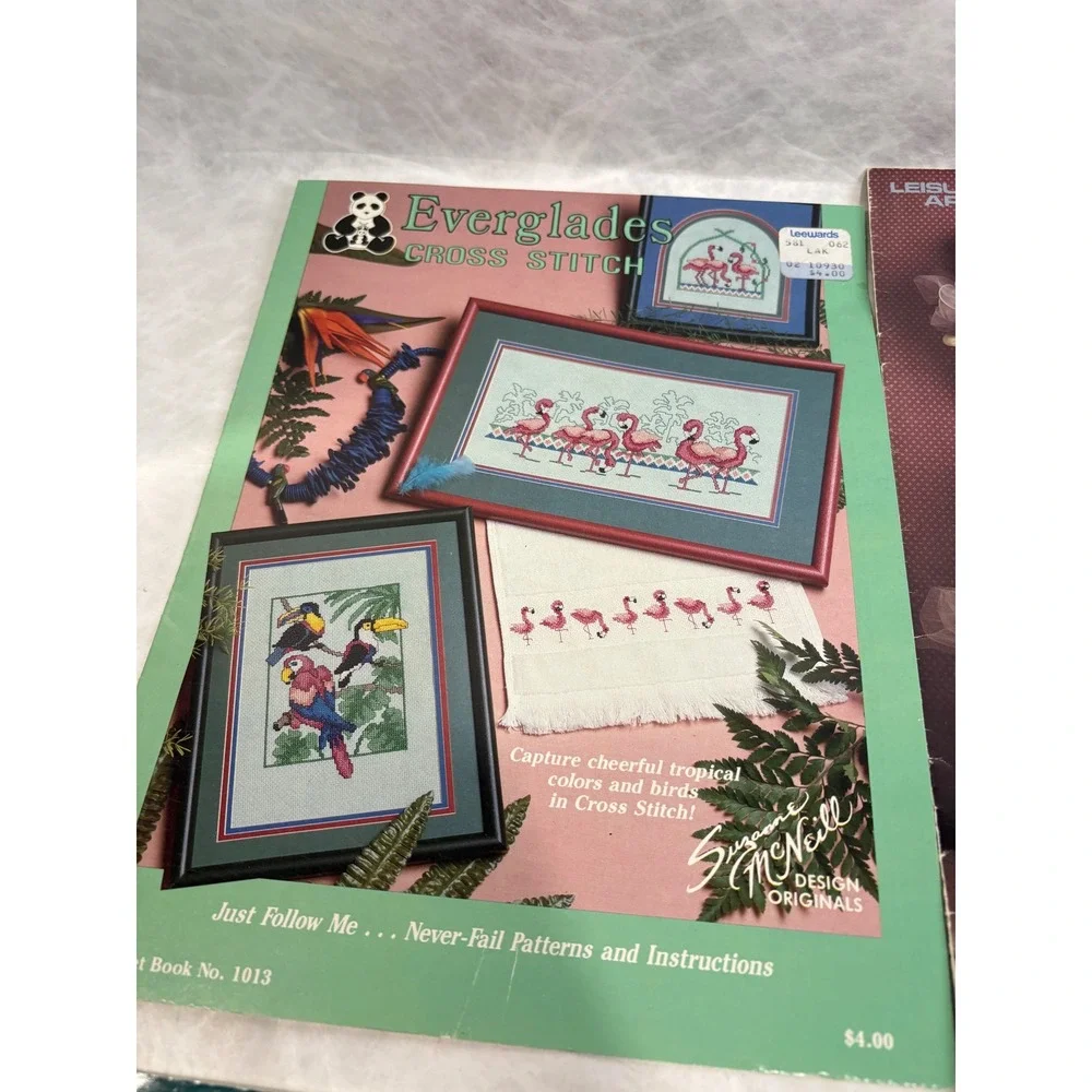 Vintage Cross Stitch Pattern Booklets Lot 4 Everglades Ocean Animals Teddy Bears